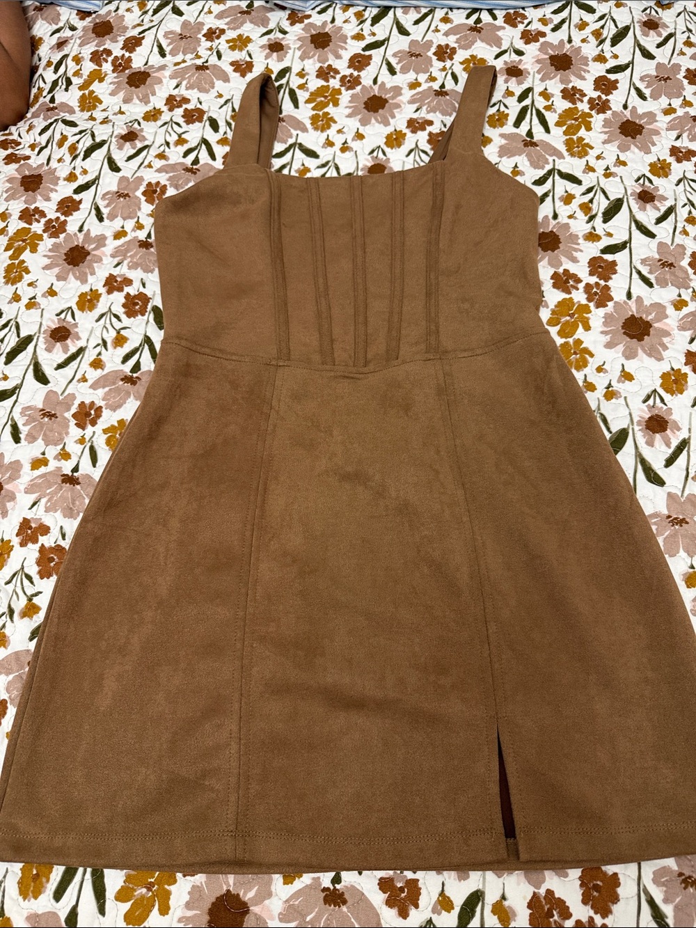 Francesca's Collections Brown Suede-Look Mini Dress